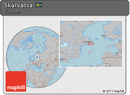 Gray Location Map of Skärvassa, hill shading