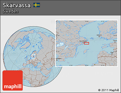 Gray Location Map of Skärvassa, hill shading