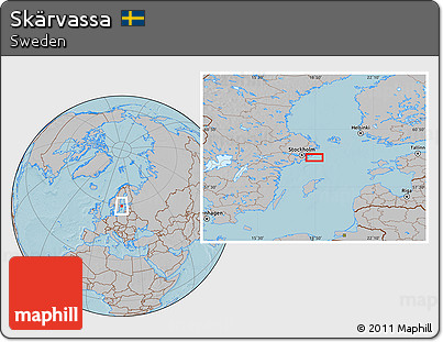 Gray Location Map of Skärvassa, hill shading