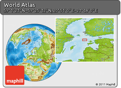 Physical Location Map of the Area around 59° 13' 17" N, 21° 19' 30" E