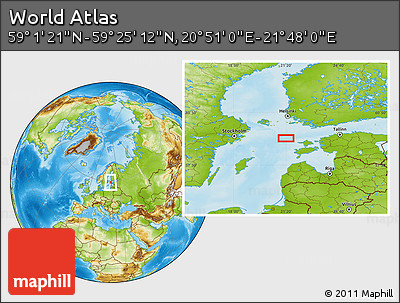 Physical Location Map of the Area around 59° 13' 17" N, 21° 19' 30" E