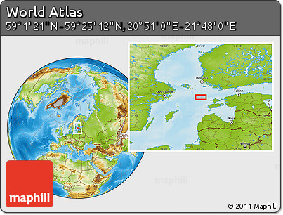 Physical Location Map of the Area around 59° 13' 17" N, 21° 19' 30" E