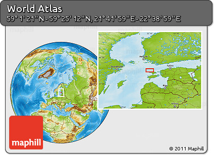 Physical Location Map of the Area around 59° 13' 17" N, 22° 10' 29" E