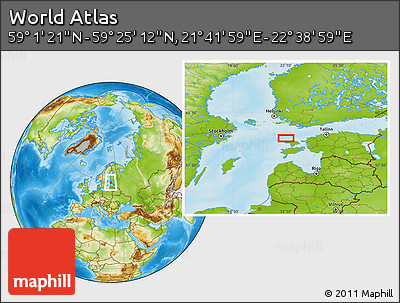 Physical Location Map of the Area around 59° 13' 17" N, 22° 10' 29" E