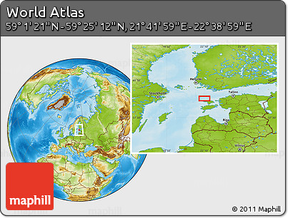 Physical Location Map of the Area around 59° 13' 17" N, 22° 10' 29" E