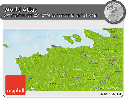 Physical 3D Map of the Area around 59° 13' 17" N, 23° 52' 30" E
