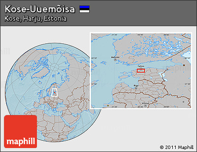Gray Location Map of Kose-Uuemõisa, hill shading