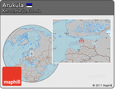 Gray Location Map of Aruküla, hill shading