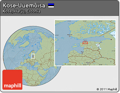 Savanna Style Location Map of Kose-Uuemõisa, hill shading