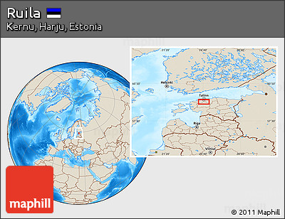 Shaded Relief Location Map of Ruila
