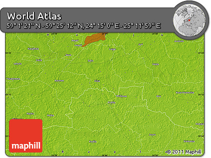 Physical Map of the Area around 59° 13' 17" N, 24° 43' 30" E