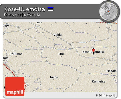 Shaded Relief Panoramic Map of Kose-Uuemõisa