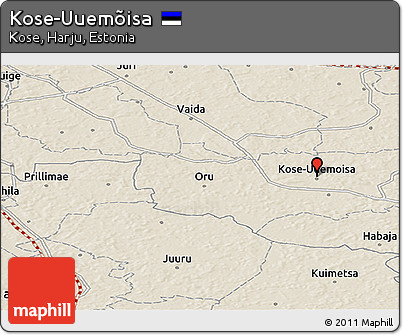 Shaded Relief Panoramic Map of Kose-Uuemõisa