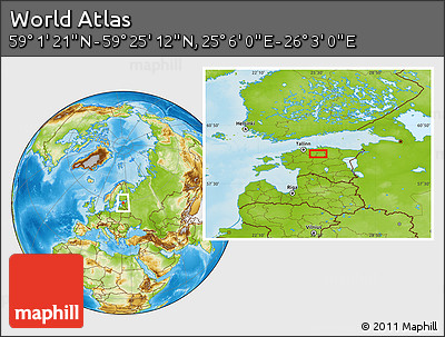 Physical Location Map of the Area around 59° 13' 17" N, 25° 34' 30" E