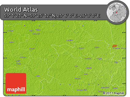 Physical Map of the Area around 59° 13' 17" N, 25° 34' 30" E