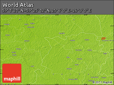 Physical Map of the Area around 59° 13' 17" N, 25° 34' 30" E