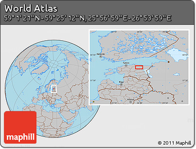 Gray Location Map of the Area around 59° 13' 17" N, 26° 25' 29" E