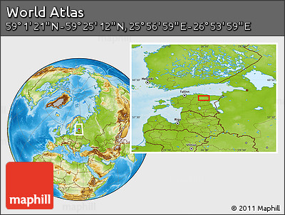 Physical Location Map of the Area around 59° 13' 17" N, 26° 25' 29" E