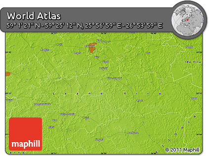 Physical Map of the Area around 59° 13' 17" N, 26° 25' 29" E