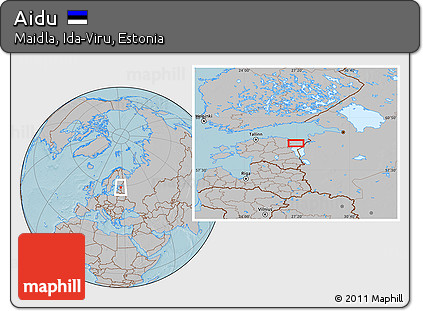 Gray Location Map of Aidu, hill shading