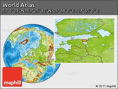 Physical Location Map of the Area around 59° 13' 17" N, 27° 16' 29" E