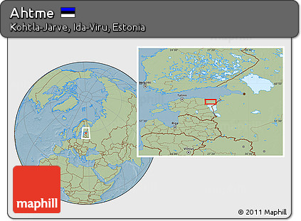 Savanna Style Location Map of Ahtme, hill shading