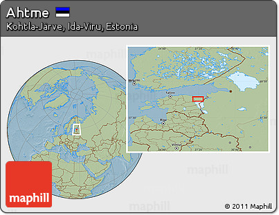 Savanna Style Location Map of Ahtme, hill shading