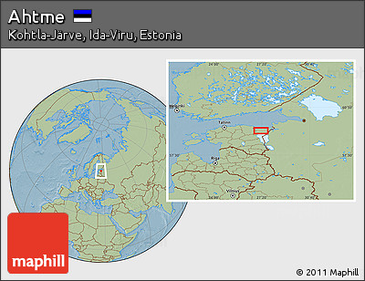 Savanna Style Location Map of Ahtme, hill shading