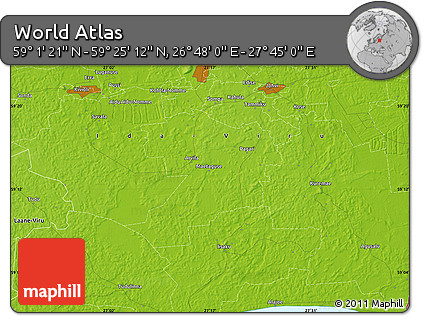 Physical Map of the Area around 59° 13' 17" N, 27° 16' 29" E