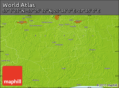 Physical Map of the Area around 59° 13' 17" N, 27° 16' 29" E