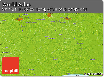 Physical Map of the Area around 59° 13' 17" N, 27° 16' 29" E