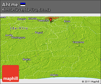 Physical Panoramic Map of Ahtme