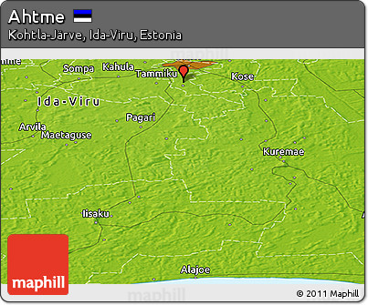 Physical Panoramic Map of Ahtme