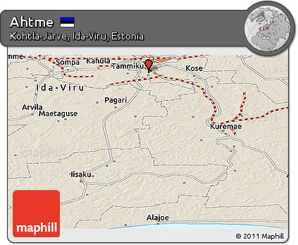 Shaded Relief Panoramic Map of Ahtme