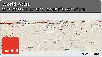 Shaded Relief Panoramic Map of the Area around 59° 13' 17" N, 27° 16' 29" E