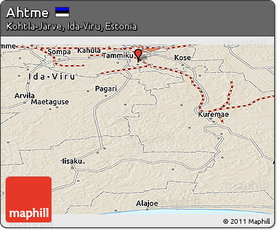 Shaded Relief Panoramic Map of Ahtme