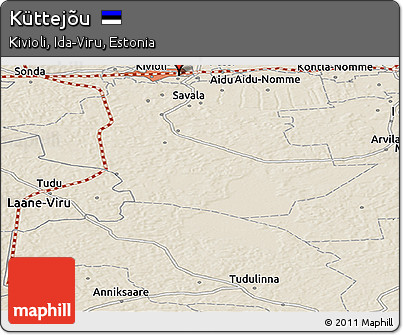 Shaded Relief Panoramic Map of Küttejõu