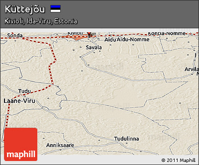 Shaded Relief Panoramic Map of Küttejõu