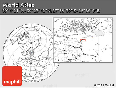 Blank Location Map of the Area around 59° 13' 17" N, 28° 7' 30" E