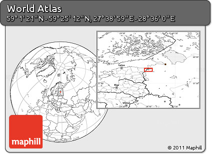 Blank Location Map of the Area around 59° 13' 17" N, 28° 7' 30" E
