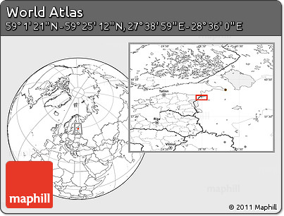 Blank Location Map of the Area around 59° 13' 17" N, 28° 7' 30" E