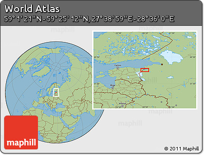 Savanna Style Location Map of the Area around 59° 13' 17" N, 28° 7' 30" E