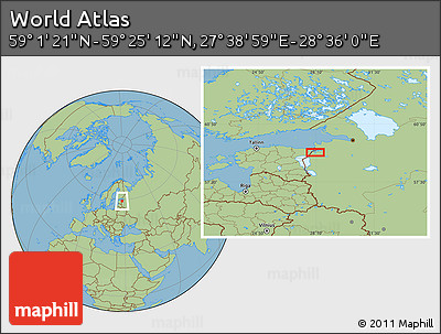 Savanna Style Location Map of the Area around 59° 13' 17" N, 28° 7' 30" E