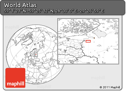 Blank Location Map of the Area around 59° 13' 17" N, 28° 58' 30" E