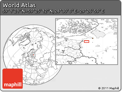 Blank Location Map of the Area around 59° 13' 17" N, 28° 58' 30" E