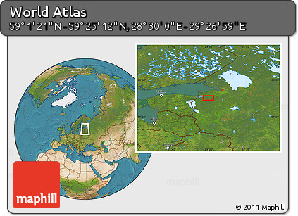 Satellite Location Map of the Area around 59° 13' 17" N, 28° 58' 30" E