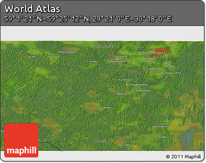 Satellite 3D Map of the Area around 59° 13' 17" N, 29° 49' 30" E