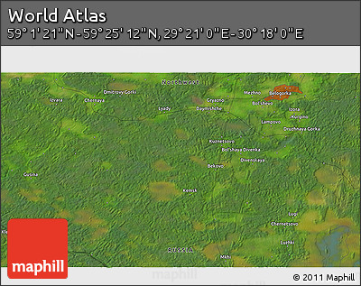 Satellite 3D Map of the Area around 59° 13' 17" N, 29° 49' 30" E