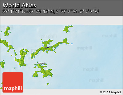 Physical 3D Map of the Area around 59° 13' 17" N, 2° 28' 30" W