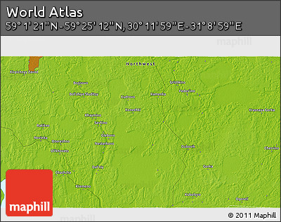 Physical 3D Map of the Area around 59° 13' 17" N, 30° 40' 29" E